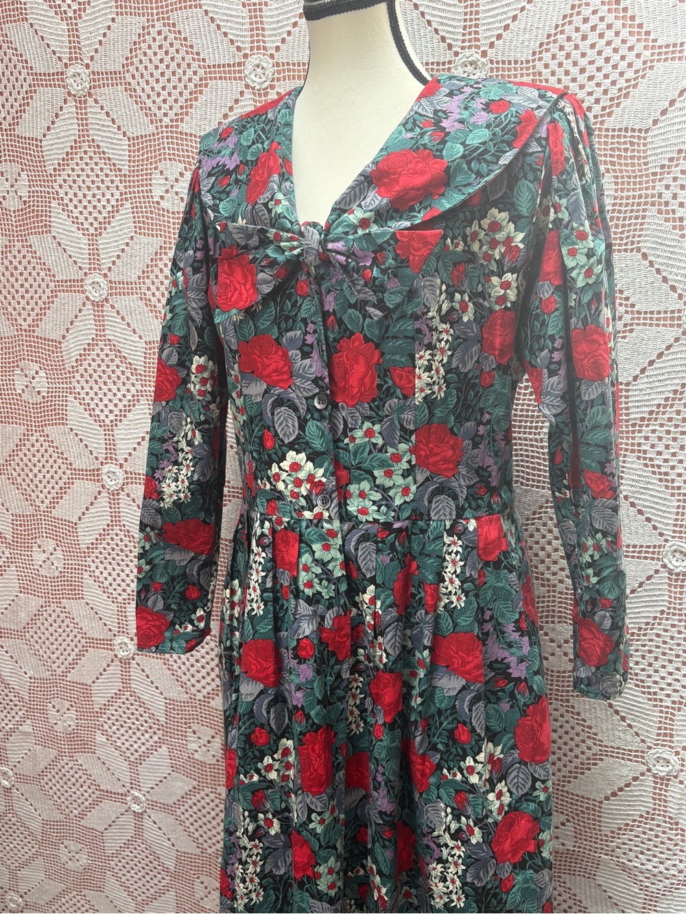 Vintage Suttles and Seawinds Floral Midi Dress Cottagecore Romantic Prairie - Picture 3 of 12